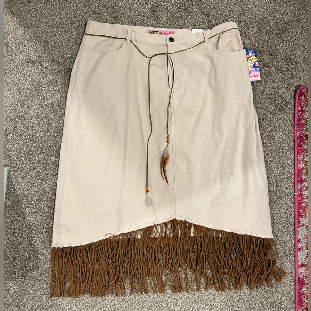 NWT Beige Fringed Western Women's Skirt